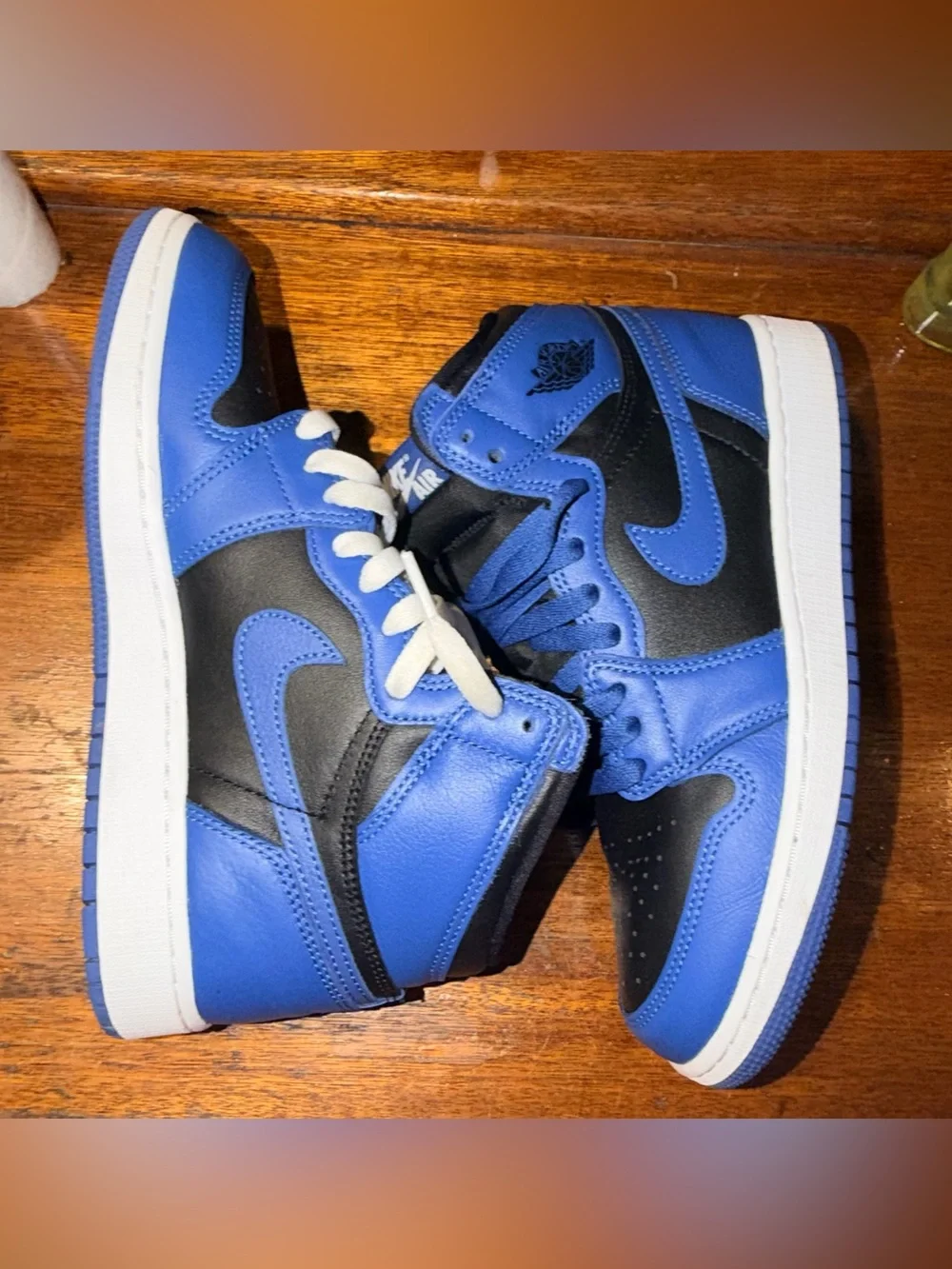 Nike Air Jordan 1 High Top GS Blue Black White Leather Sz 6.5Y 575441-404
